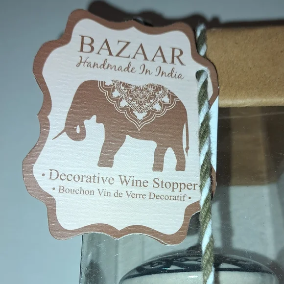 Home Essentials Decorative Wine Stopper - Black and White - Picture 3 of 6